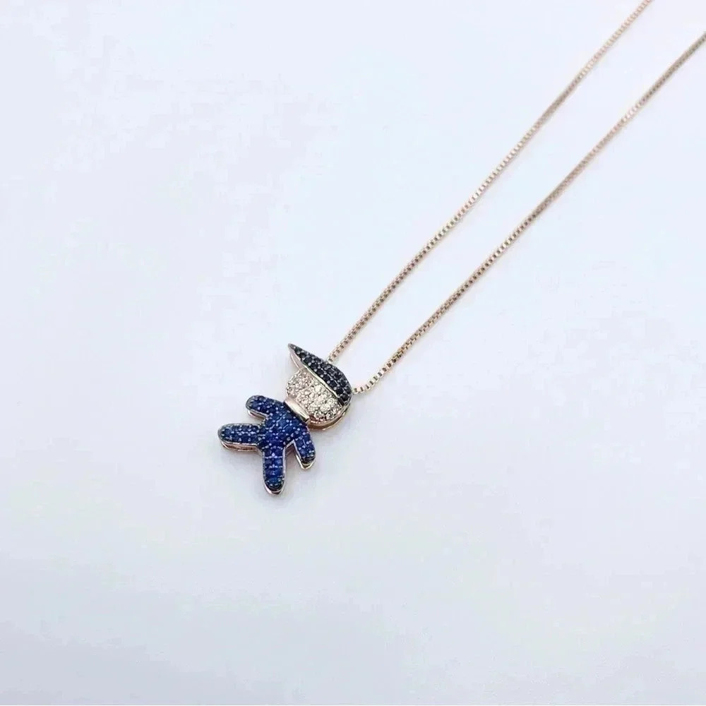 Cubic Zirconia Boy Pendant | Kids Charm Necklace | Mom Gift | Rose Gold